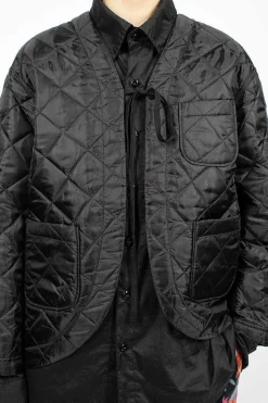 Diamond Quilted Cutaway Jacket Black