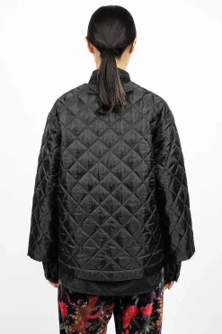 Diamond Quilted Cutaway Jacket Black