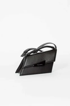 Distorted Leather Handbag Black