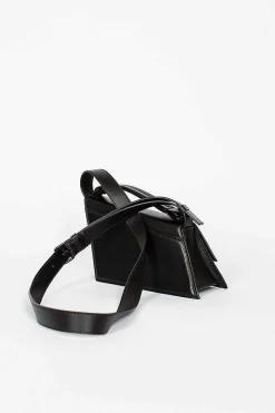 Distorted Leather Handbag Black