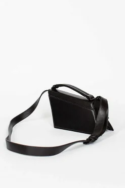 Distorted Leather Handbag Black