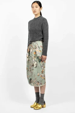 Distressed Floral Pencil Skirt