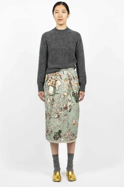 Distressed Floral Pencil Skirt