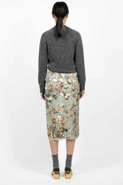 Distressed Floral Pencil Skirt