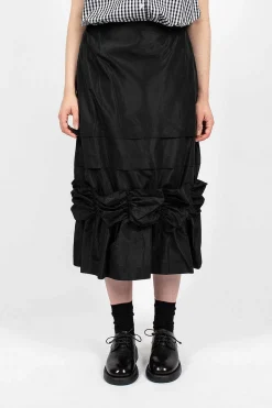 Fishtail Skirt Gathered Ribbon Black