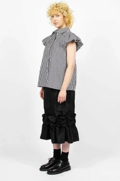 Fishtail Skirt Gathered Ribbon Black