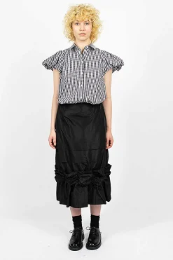 Fishtail Skirt Gathered Ribbon Black