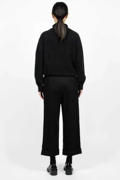 Flannel Cropped Trouser Dark Navy