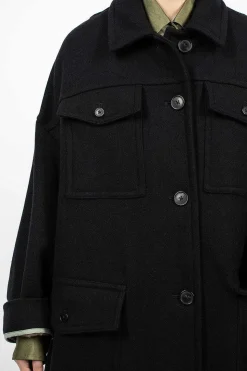 Flap Pocket Coat Black