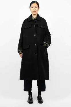 Flap Pocket Coat Black