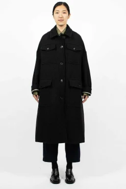 Flap Pocket Coat Black