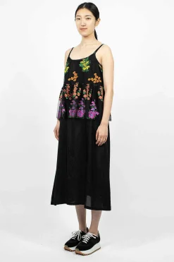 Floral Overlay Dress Black