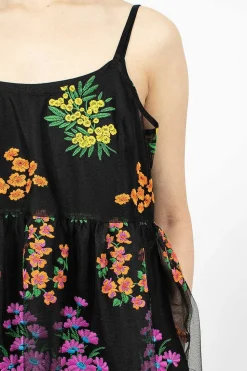 Floral Overlay Dress Black