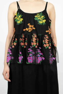 Floral Overlay Dress Black