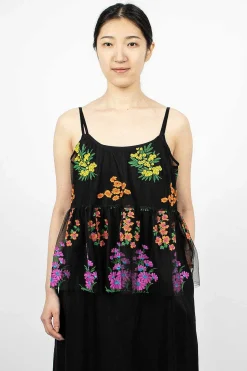 Floral Overlay Dress Black