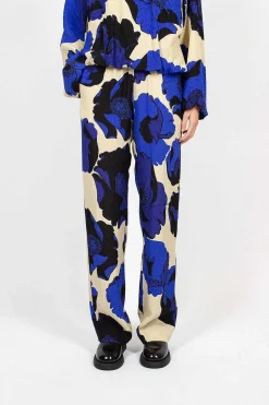 Fluid Floral Trousers Blue