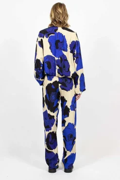 Fluid Floral Trousers Blue
