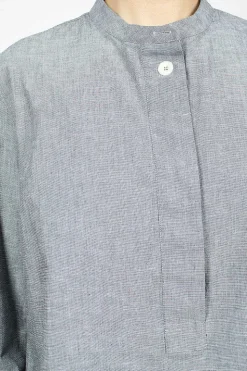 Fly Placket Swing Shirt Dusty Blue