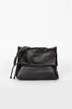 Folded Leather Bag Black