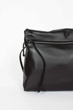 Folded Leather Bag Black
