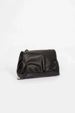 Folded Leather Mini Bag Black