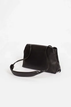 Folded Leather Mini Bag Black