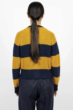 Foxtail Cardigan Navy/Yellow