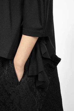 Frill Side T-Shirt Black