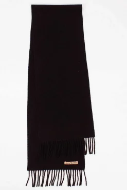 Fringed Wool Scarf Black