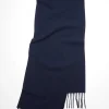 Fringed Wool Scarf Navy