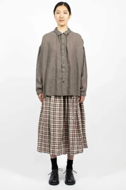 Gathered Collar Shirt Grey