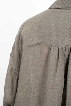 Gathered Collar Shirt Grey