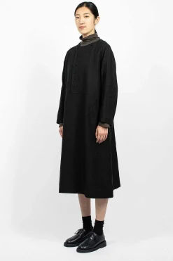 Half Button Dress Black