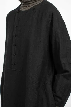 Half Button Dress Black