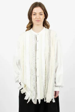 Hobo Patchwork Dress Shirt White
