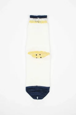 Ivy Rainbowy Happy Heel Socks White/Navy