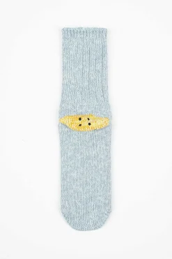 Ivy Rainbowy Happy Heel Socks Sax
