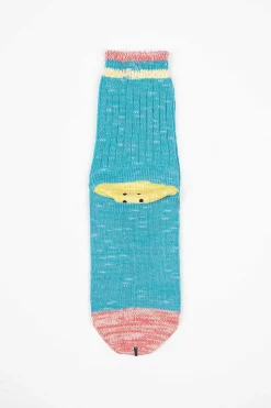 Ivy Rainbowy Happy Heel Socks Sax/Pink