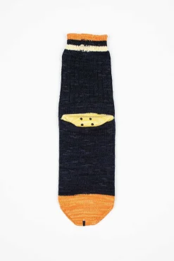 Ivy Rainbowy Happy Heel Socks Navy/Orange