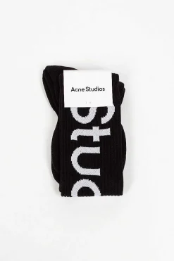 Jacquard Logo Knee High Socks Black