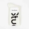 Jacquard Logo Knee High Socks White