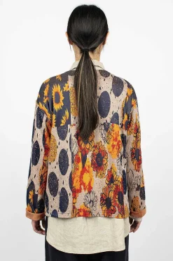 Knit Cardigan Red/Navy Sunflower