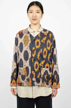 Knit Cardigan Red/Navy Sunflower