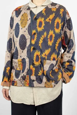 Knit Cardigan Red/Navy Sunflower