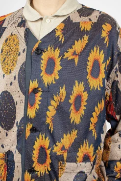 Knit Cardigan Red/Navy Sunflower