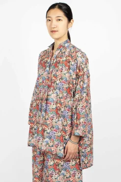 Kora Washed Shirt Pink Flowers