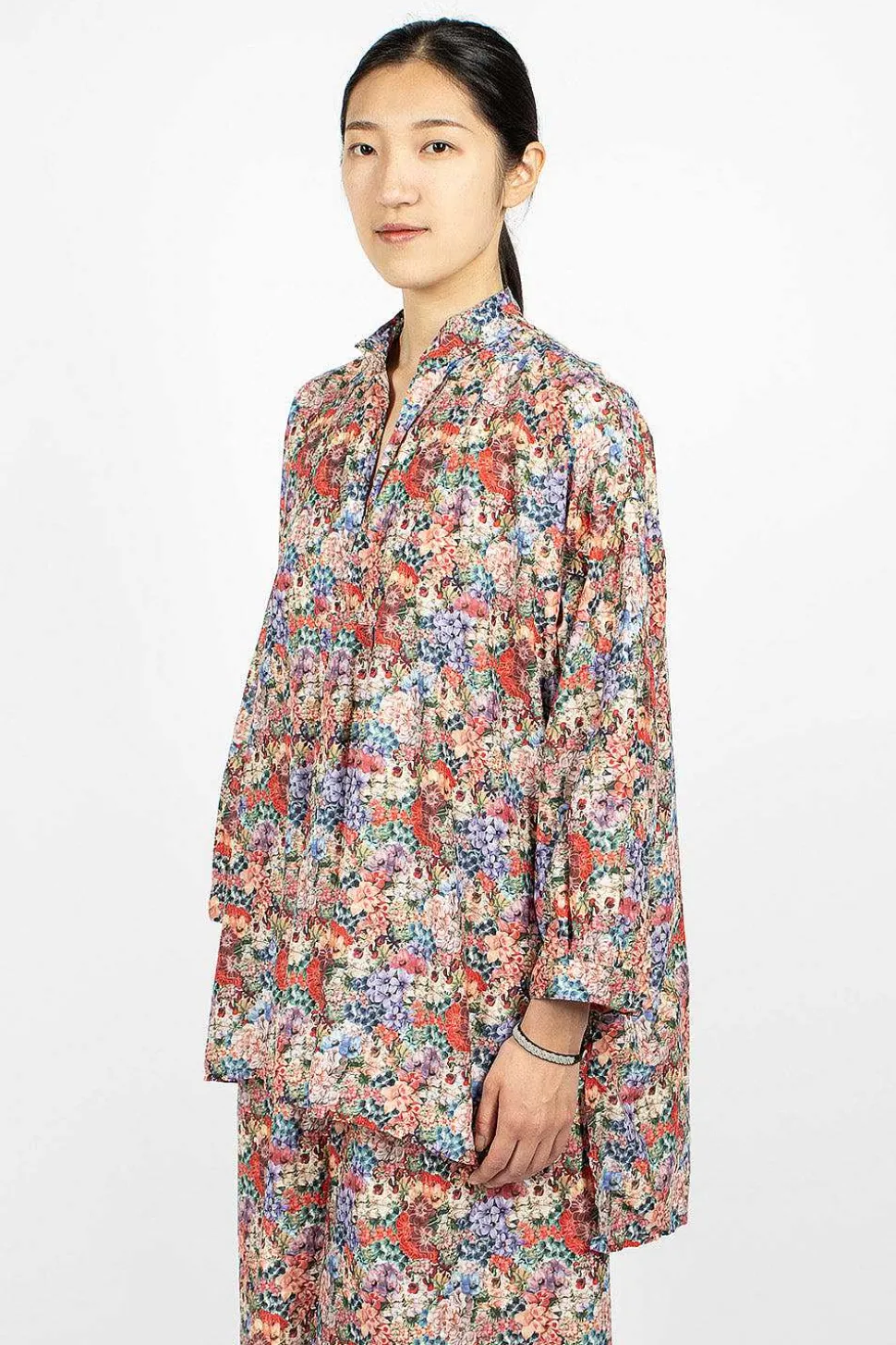 Kora Washed Shirt Pink Flowers