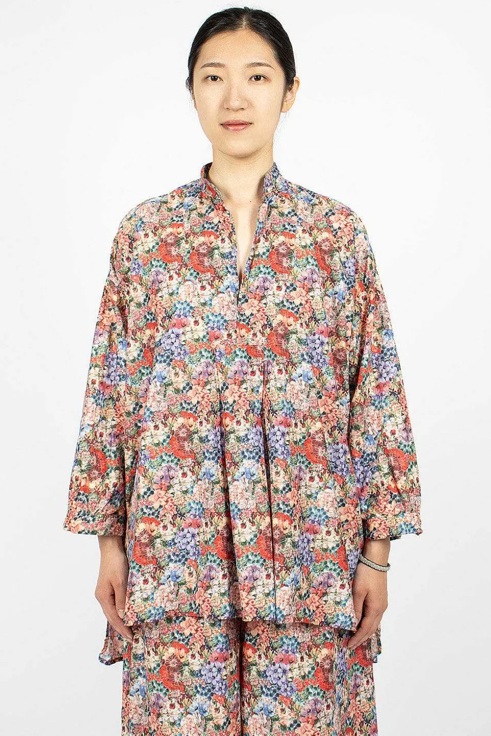 Kora Washed Shirt Pink Flowers