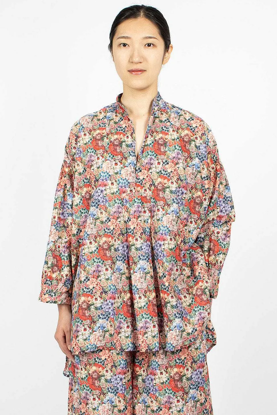 Kora Washed Shirt Pink Flowers