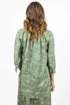 Kora Washed Silk Shirt Pine Drawing